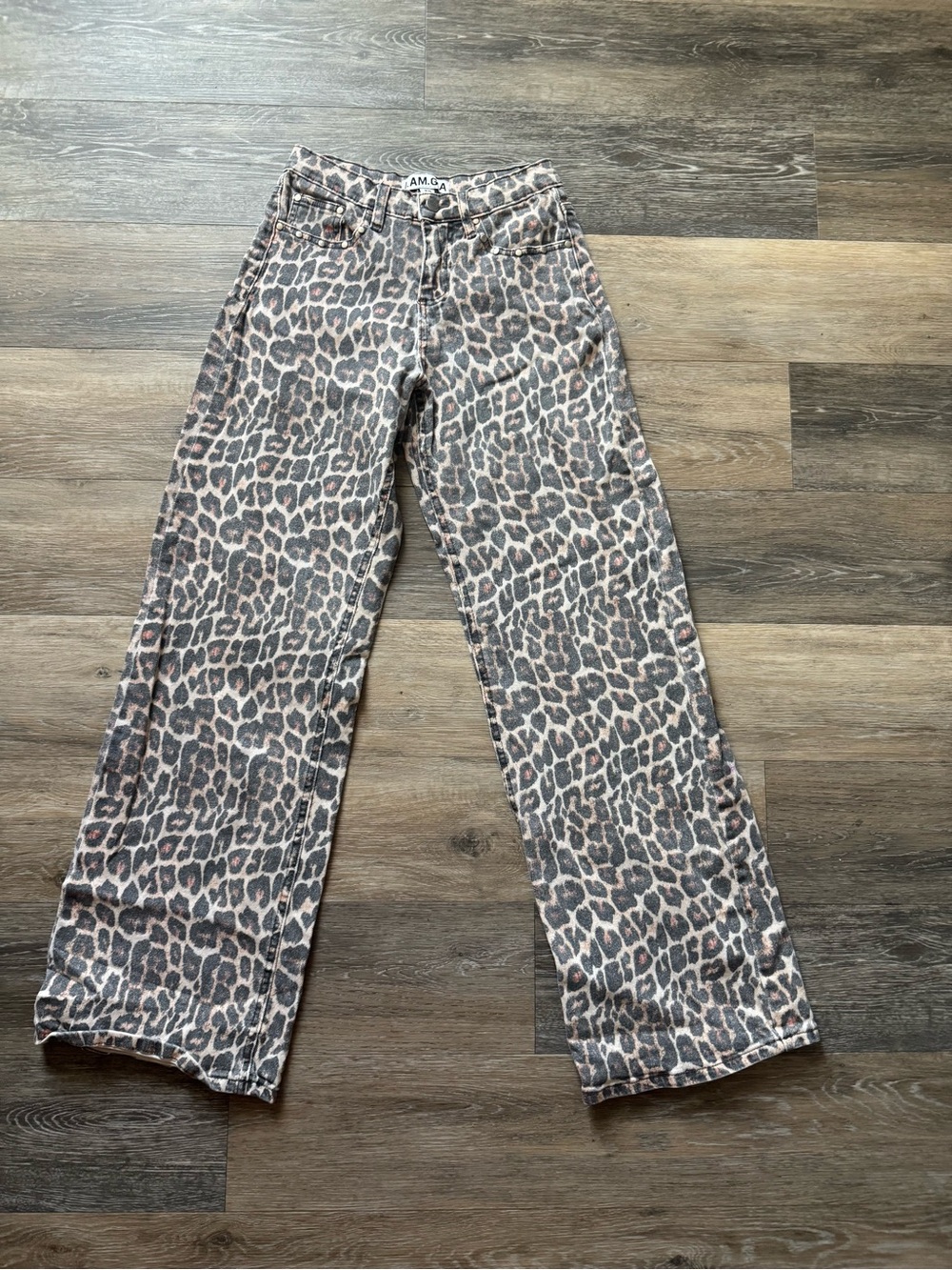 I.AM.GIA Leopard Print Wide-Leg Jeans in Brown and Black sz XS